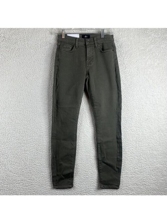 7 For All Mankind Denim - NWT 7 For All Mankind Womens Olive Green Stretch Ankle Skinny Jeans Size 25